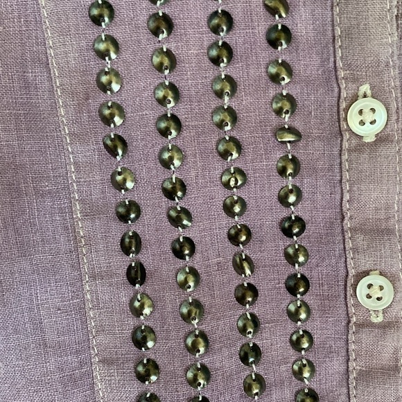Wrap 100% Linen Tunic blouse Womens 12 Purple Lagenlook Bohemian Artsy beaded - Picture 6 of 15